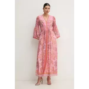 Hale BOB rochie din amestec de mătase Mara culoarea roz, maxi, evazati, 4YAS616A imagine