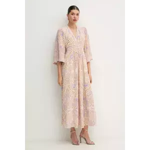 Hale BOB rochie din amestec de mătase Abby culoarea maro, maxi, evazati, 4YYU672A imagine