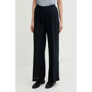 Sisley pantaloni din in culoarea alb, lat, high waist imagine