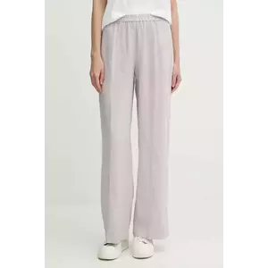 Sisley pantaloni din in culoarea alb, lat, high waist imagine