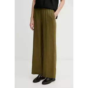 Sisley pantaloni din in culoarea alb, lat, high waist imagine