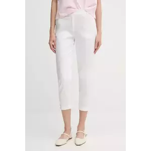 Sisley pantaloni culoarea portocaliu, fason tigareta, high waist imagine