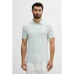 BOSS Orange tricou polo barbati, culoarea turcoaz, neted, 50507803 imagine