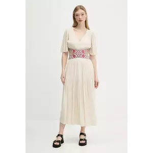 Desigual rochie ELEMENT culoarea bej, maxi, evazati, 25SWVW98 imagine