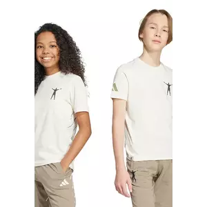 adidas Performance tricou de bumbac pentru copii culoarea bej, cu imprimeu, JX1948 imagine