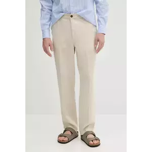 United Colors of Benetton pantaloni din in culoarea bej, drept, 4AGH55HW8 imagine