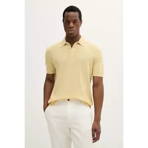 Sisley polo de bumbac culoarea galben, uni, 1094S300M imagine