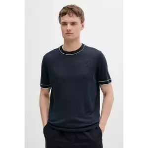 BOSS tricou de in culoarea albastru marin, neted, 50537639 imagine