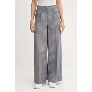 United Colors of Benetton pantaloni din amestec de in culoarea albastru marin, lat, high waist, 49KBDF091 imagine