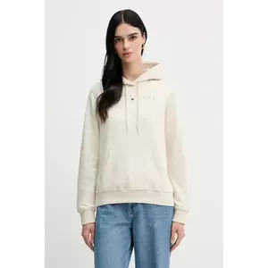 Tommy Jeans bluză culoarea bej, cu glugă, cu imprimeu, DW0DW20304 imagine