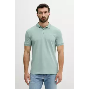BOSS Green polo de bumbac culoarea verde, neted, 50469055 imagine