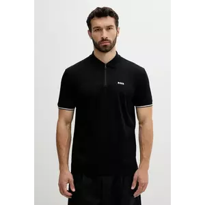 BOSS Green polo de bumbac culoarea negru, uni, 50538177 imagine
