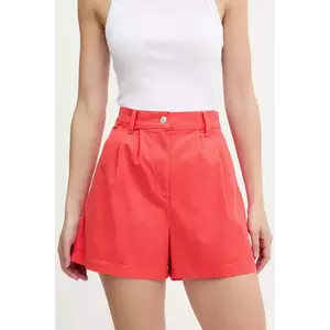 Tommy Jeans pantaloni scurți culoarea rosu, uni, high waist, DW0DW21643 imagine