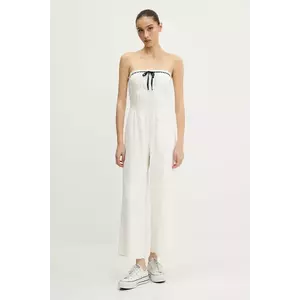 Hollister Co. salopetă din in culoarea bej, cold shoulder, KI359-5044 imagine