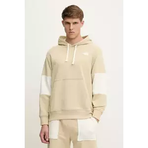 The North Face bluză Terry Relaxed culoarea bej, cu glugă, cu imprimeu, NF0A8C2B3X41 imagine