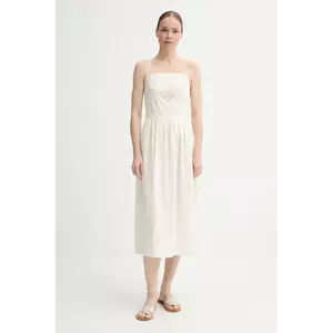Sessun rochie din bumbac culoarea bej, midi, evazati, 25205005 imagine