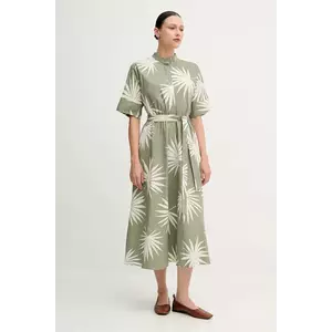 OUI rochie din bumbac culoarea verde, midi, evazati, 92864 imagine