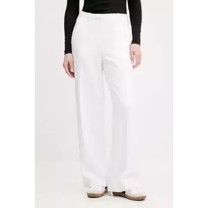 Abercrombie & Fitch pantaloni din in culoarea alb, lat, high waist, KI156-5177 imagine