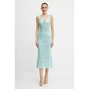 Bardot rochie culoarea turcoaz, midi, mulata, 59272DB imagine