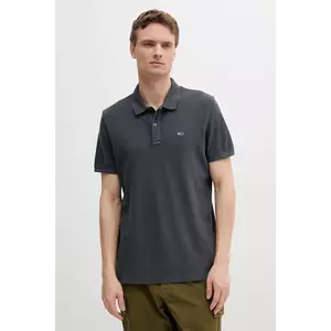 Tommy Jeans polo de bumbac culoarea gri, uni, DM0DM20226 imagine