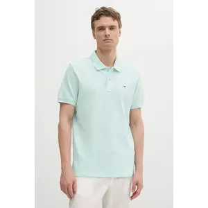 Tommy Jeans polo de bumbac culoarea turcoaz, uni, DM0DM20226 imagine
