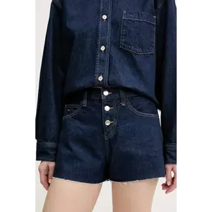 Tommy Jeans pantaloni scurți jeans culoarea bleumarin, uni, high waist, DW0DW20094 imagine