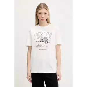 Tommy Jeans tricou din bumbac culoarea bej, DW0DW21343 imagine