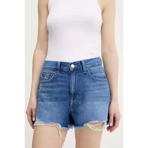 Tommy Jeans pantaloni scurți jeans uni, high waist, DW0DW20096 imagine