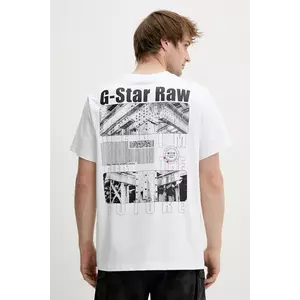 G-Star Raw tricou din bumbac culoarea alb, cu imprimeu, D25976-C784 imagine