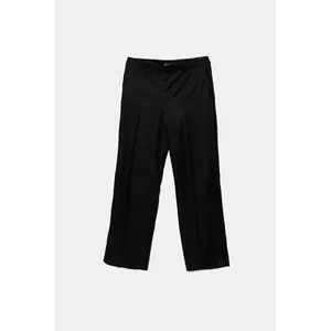 Luisa Spagnoli pantaloni din in culoarea negru, lat, medium waist, 542223 imagine