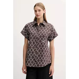 Max Mara Beachwear cămașă din bumbac culoarea maro, cu guler clasic, regular, 2516111029600 imagine