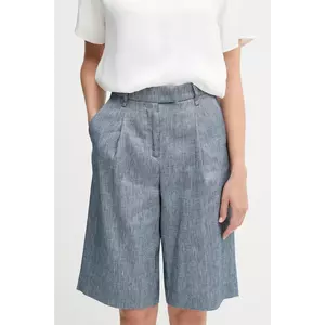 Sisley pantaloni scurți din in melanj, high waist, 4MNUL901J imagine
