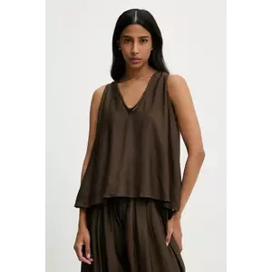 Answear Lab top culoarea maro, neted imagine