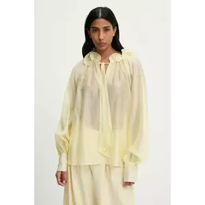 Answear Lab bluza de matase culoarea galben, neted imagine