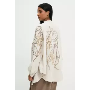 Answear Lab husă de in culoarea bej, oversize imagine