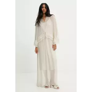 Answear Lab rochie din matase culoarea bej, maxi, evazati imagine