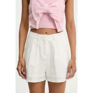 Answear Lab pantaloni scurti din bumbac culoarea alb, neted, high waist imagine