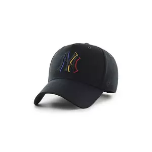 47 brand șapcă de baseball din bumbac MLB New York Yankees culoarea negru, cu imprimeu, B-PRPDT17GWP-BK imagine
