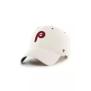 47 brand șapcă MLB Philadelphia Phillies culoarea bej, cu imprimeu, B-TCDCU19IWS-SS imagine