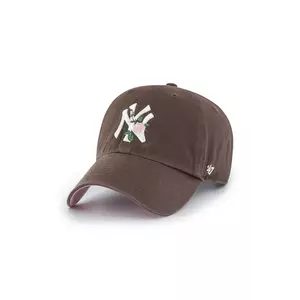 47 brand șapcă de baseball din bumbac MLB New York Yankees culoarea maro, cu imprimeu, B-THRNC17GWS-BW imagine