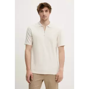Samsoe Samsoe polo de bumbac SAMAC culoarea bej, neted, M25200033 imagine