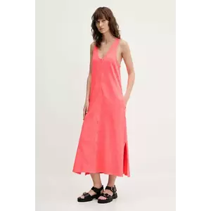 Superdry rochie din bumbac culoarea roz, midi, evazati, W8011861A-9SD imagine