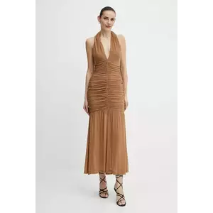 Bardot rochie culoarea maro, maxi, mulata, 59872DB imagine