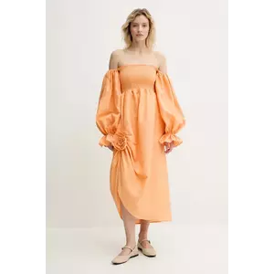 The Sleeper rochie din in culoarea portocaliu, midi, evazati, ATDR01P014R imagine