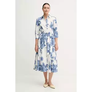 OUI rochie din bumbac culoarea alb, midi, evazati, 92855 imagine