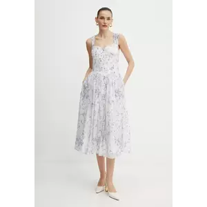 Bardot rochie culoarea alb, midi, evazati, 59248DB1 imagine