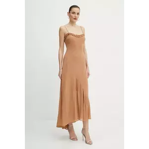 Bardot rochie culoarea maro, midi, evazati, 59885DB imagine