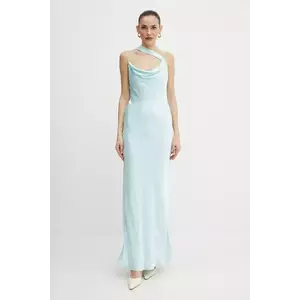 Bardot rochie culoarea turcoaz, maxi, mulata, 59789DB imagine