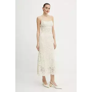 Bardot rochie din bumbac culoarea bej, midi, mulata, 57998DB6 imagine