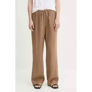 Marc O'Polo pantaloni din in culoarea maro, lat, high waist, 504011210381 imagine